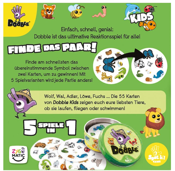 Dobble Kids – Boxansicht Rückseite