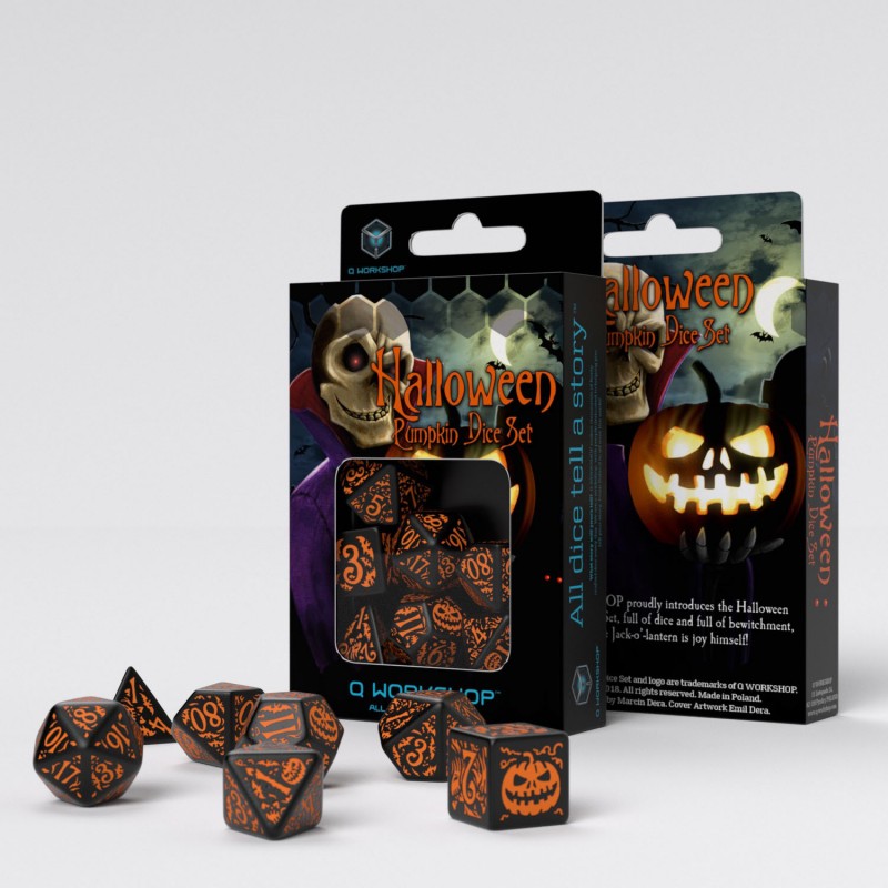 Halloween Pumpkin Black & Orange Dice Set – 7-teiliges Würfelset von Dice4friends – neu & OVP