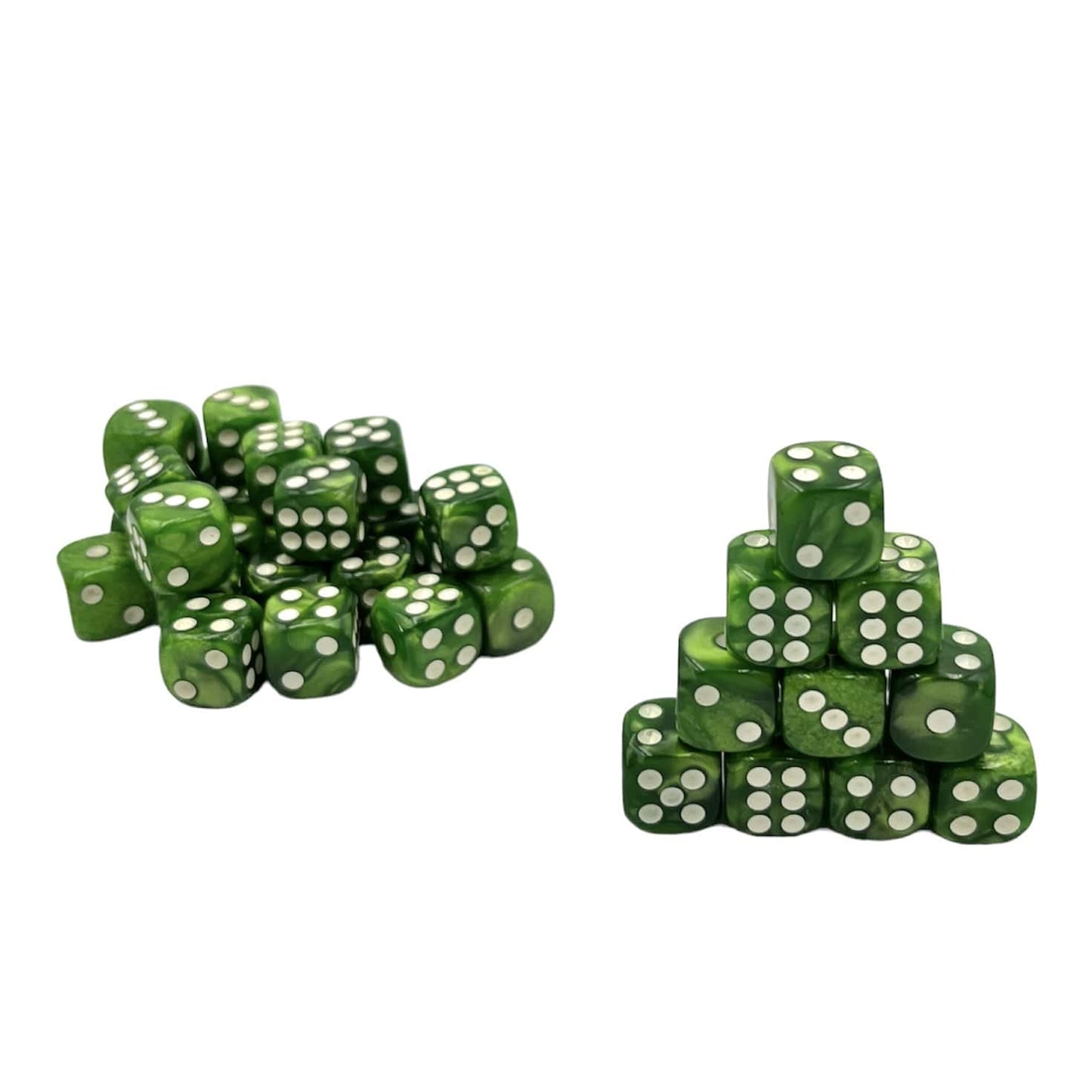 Würfelset D6 Pearl Green/White – 36 Würfel im Perlmutt-Look von Dice4friends – neu & OVP