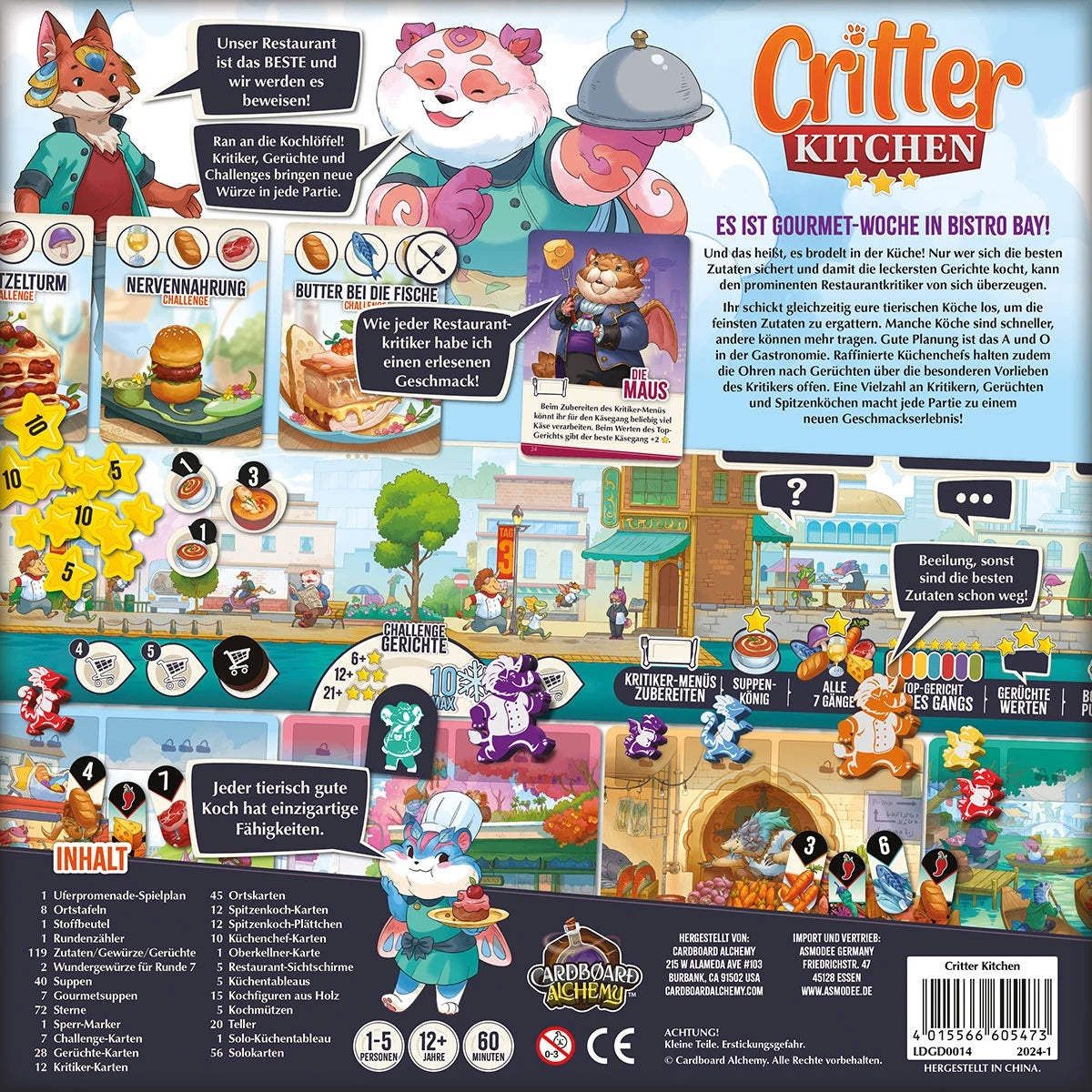 Critter Kitchen Kennerspiel von Cardboard Alchemy für 1 bis 5 Spieler Rückseite