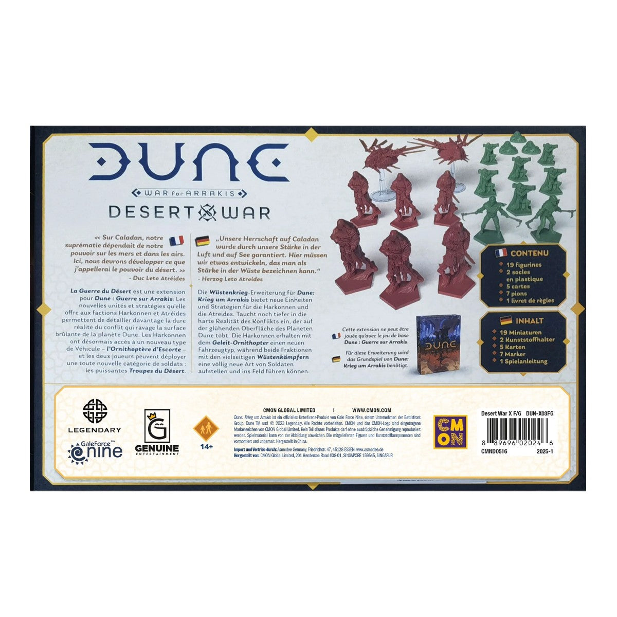 Dune Krieg um Arrakis Desert War Wüstenkrieg Erweiterung von CMON Rückseite