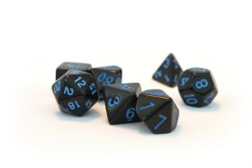 Würfelset Opaque Black Blue mit 7 RPG Würfeln von dice4friends