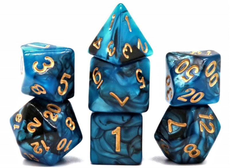 Würfelset Racing Blueberry Black mit 7 RPG Würfeln von dice4friends