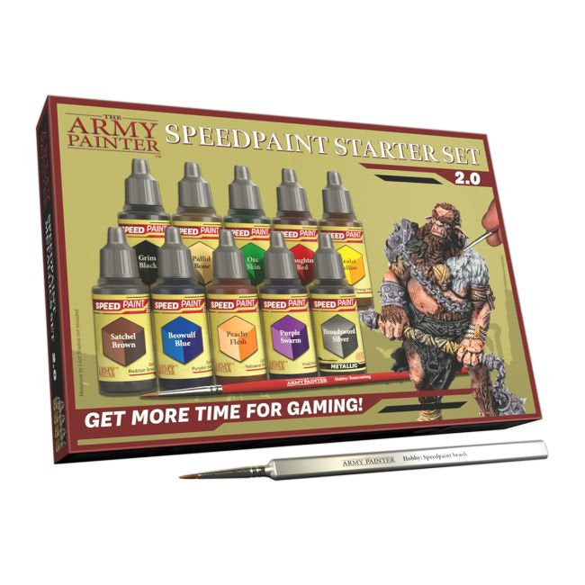 Army Painter – Speedpaint Starter Set 2.0 – Komplettansicht mit zehn Farben und Pinsel