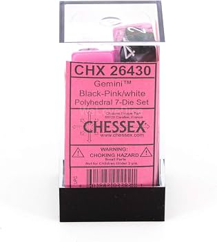Chessex Gemini Black-Pink White Würfelset mit 7 Rollenspielwürfeln