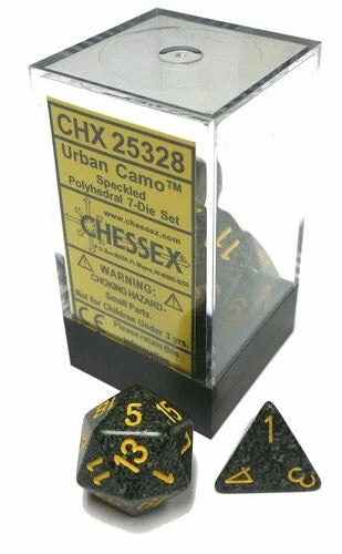 Chessex Speckled Urban Camo Würfelset mit 7 grau-schwarz gesprenkelten Rollenspielwürfeln