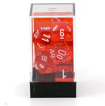 Chessex Translucent Orange White Würfelset mit 7 Rollenspielwürfeln