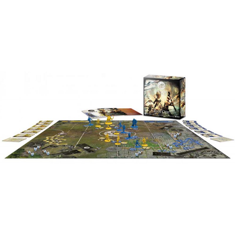 Rückseite von Guild Ball Anstoß! mit Spielinhalt und Produktinformationen