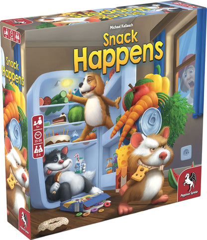 Kartenspiel Snack Happens von Pegasus Spiele – bunte Spielschachtel mit Snacks
