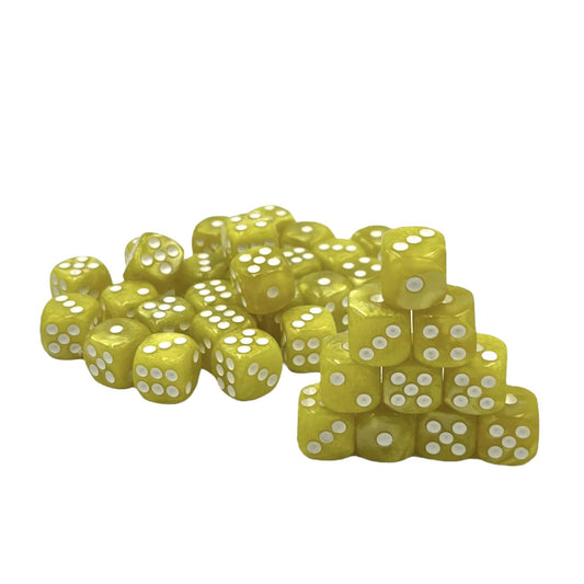 Würfelset D6 Pearl Yellow/White – 36 Würfel im Perlmutt-Look von Dice4friends – neu & OVP