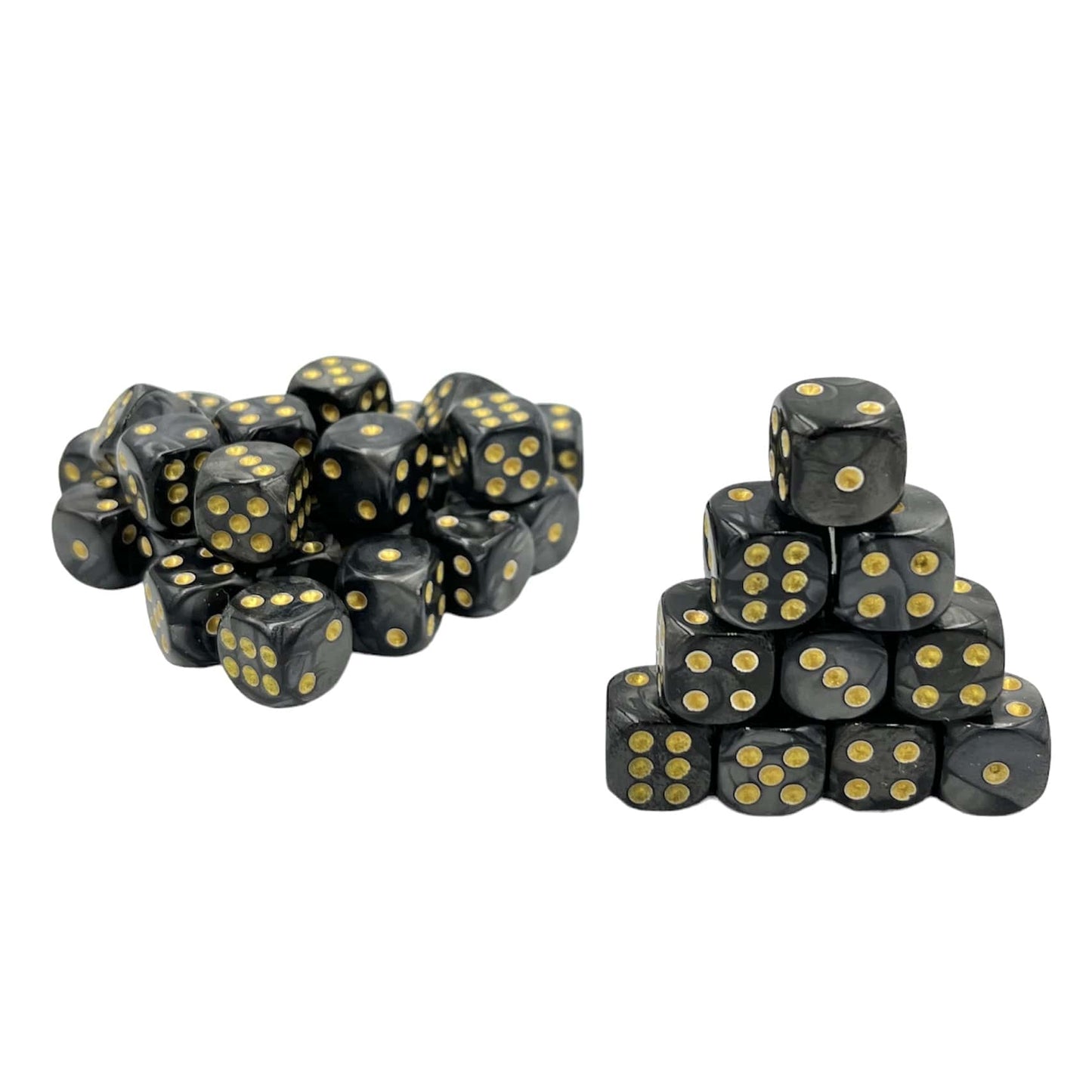 Würfelset D6 Pearl Black/Gold – 36 Würfel im Perlmutt-Look von Dice4friends – neu & OVP