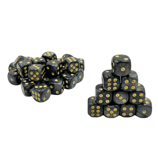 Würfelset D6 Pearl Black/Gold – 36 Würfel im Perlmutt-Look von Dice4friends – neu & OVP