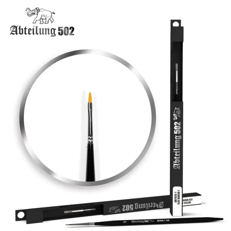 Abteilung 502 Flat Brush 1 von AK Interactive mit synthetischen Borsten für Miniaturen, Modellbau und Tabletop