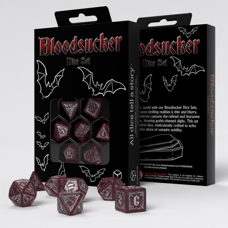 Bloodsucker Dice Set Scarlet mit 7 roten RPG Würfeln von Q-Workshop