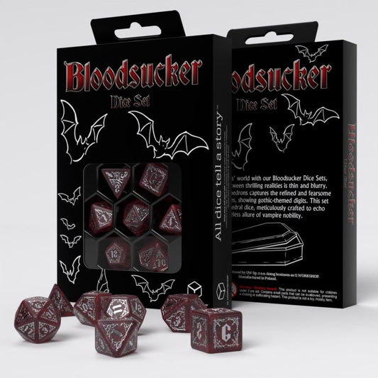 Bloodsucker Dice Set Scarlet mit 7 roten RPG Würfeln von Q-Workshop
