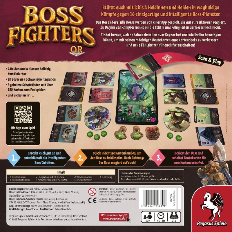 Boss Fighters QR Brettspiel von Pegasus Spiele Rückseite