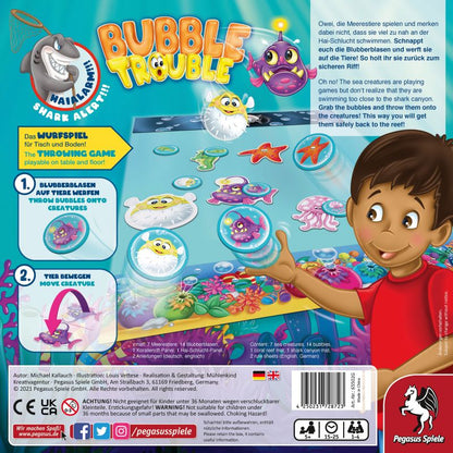 Bubble Trouble Kinderspiel von Pegasus Spiele Rückseite