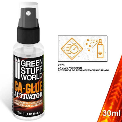 Green Stuff World CA-Glue Activator als Beschleuniger für Cyanacrylat- und Sekundenkleber im Modellbau und Tabletop