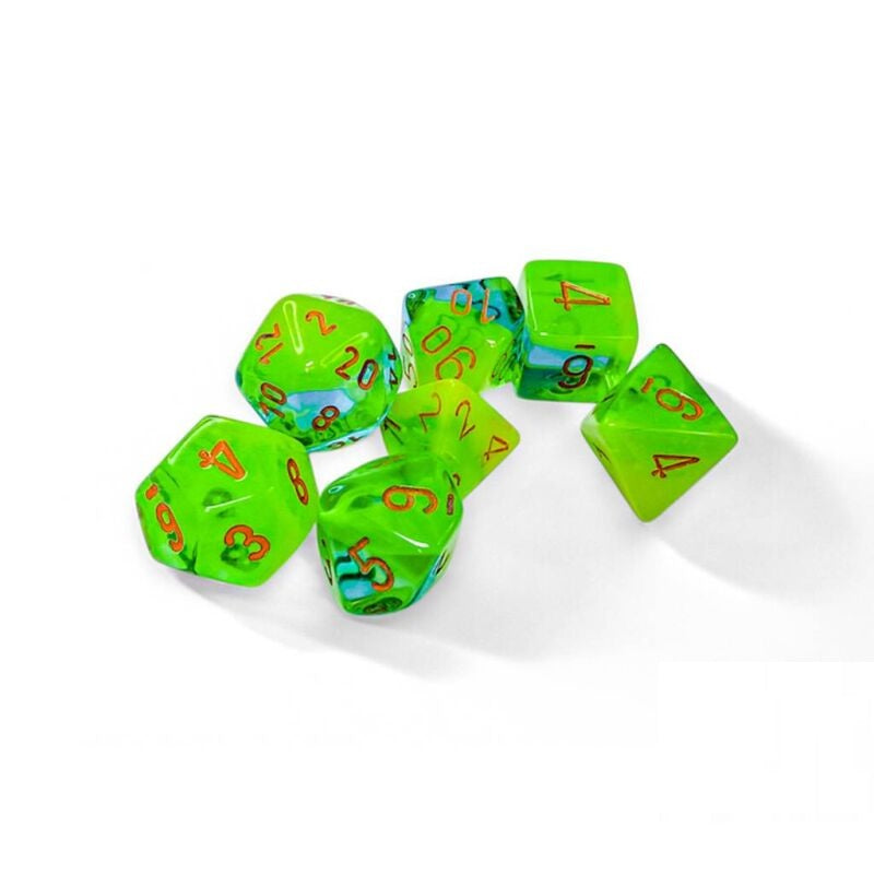 Chessex Gemini Plasma Green-Teal Orange Luminary Würfelset mit 7 Rollenspielwürfeln
