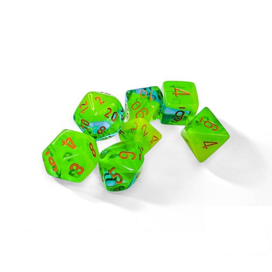 Chessex Gemini Plasma Green-Teal Orange Luminary Würfelset mit 7 Rollenspielwürfeln