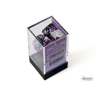 Chessex Gemini Purple-Steel White Würfelset mit 7 Rollenspielwürfeln