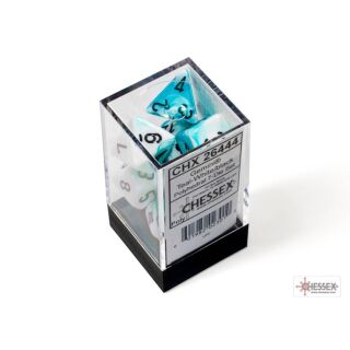 Chessex Gemini Teal-White Black Würfelset mit 7 Rollenspielwürfeln