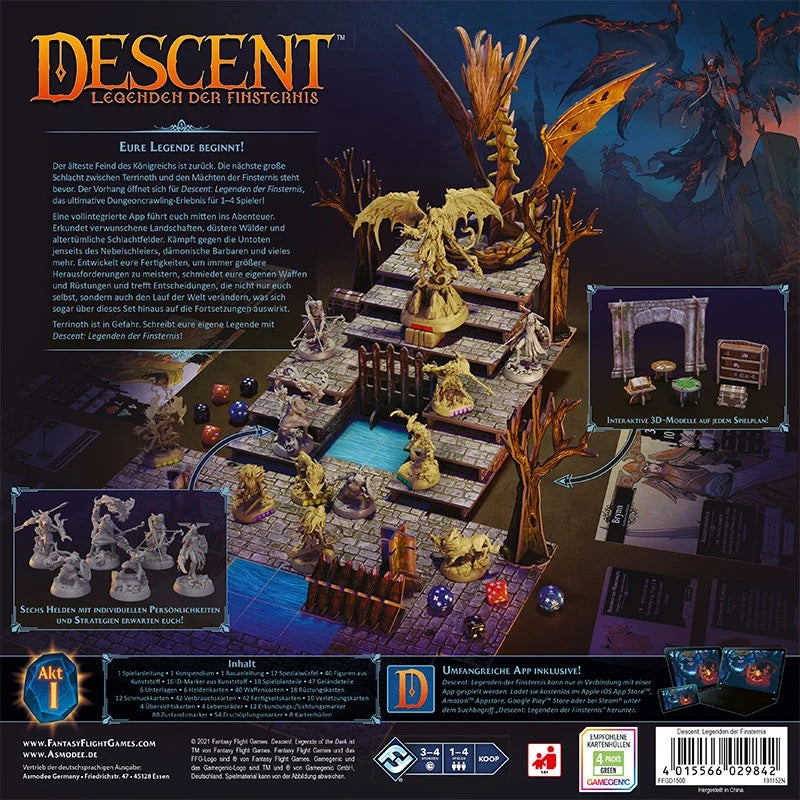Descent Legenden der Finsternis kooperativer Dungeon Crawler von Fantasy Flight Games Rückseite