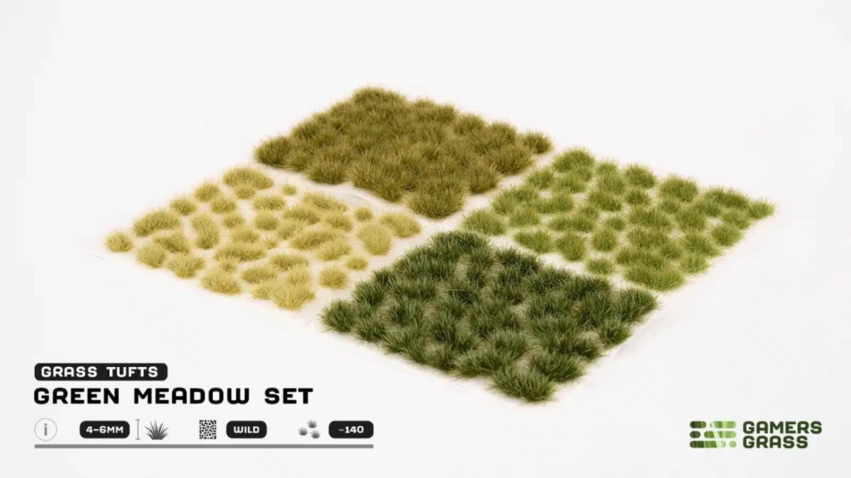 GamersGrass Green Meadow Set Wild mit Grasbüscheln in 4 mm und 6 mm für Bases und Geländebau