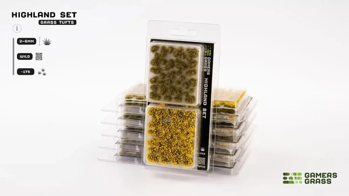 GamersGrass Highland Tuft Set Wild mit Grasbüscheln in 2 mm, 4 mm und 6 mm für Bases und Geländebau