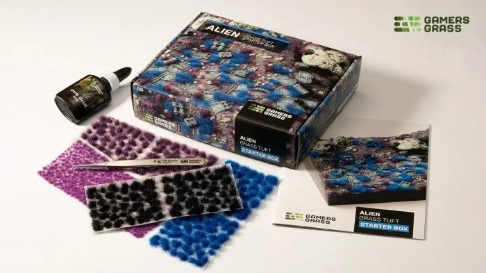 GamersGrass Tuft Starter Box Alien Grass mit Alien-Grasbüscheln, Pinzette und Kleber für Science-Fiction- und Fantasy-Bases