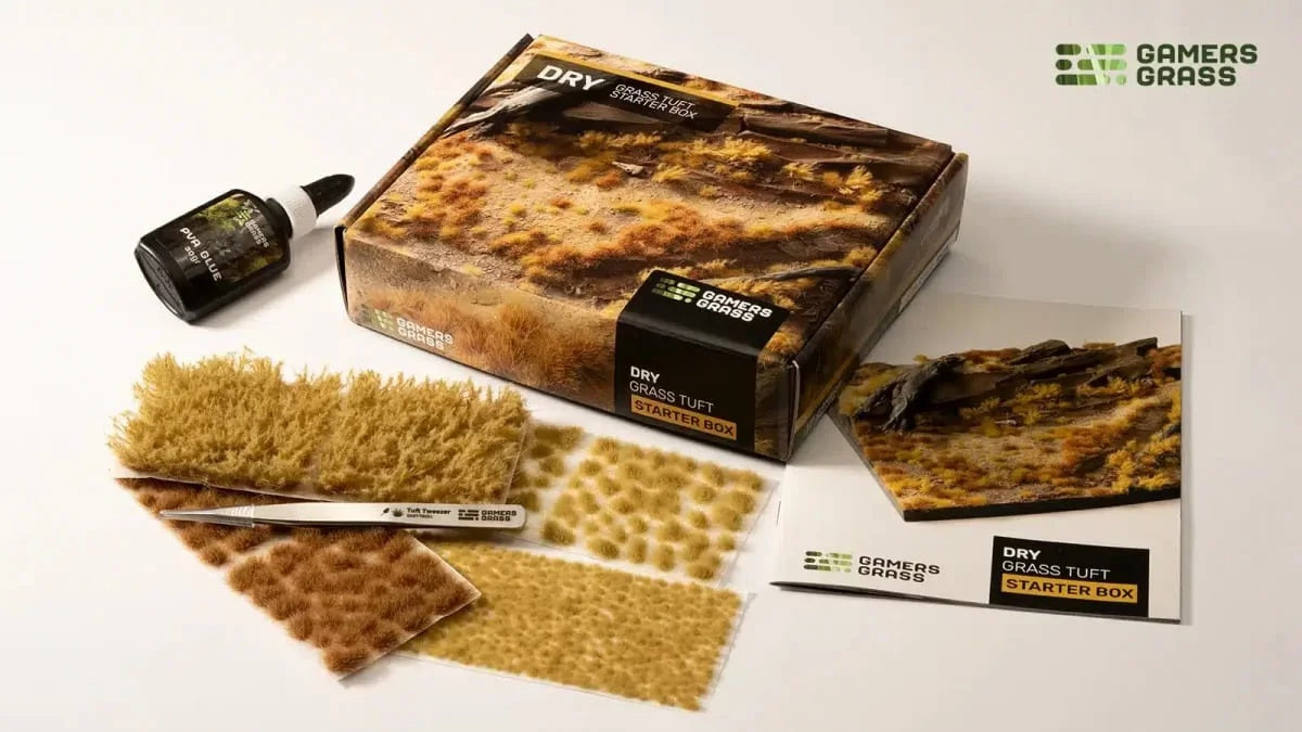 GamersGrass Tuft Starter Box Dry Grass mit verschiedenen trockenen Grasbüscheln für Tabletop-Bases