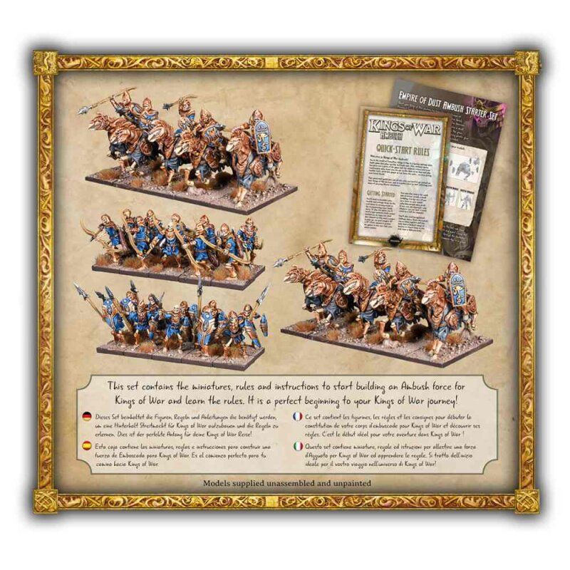 Kings of War Empire of Dust Ambush Starter Set von Mantic Games Rückseite