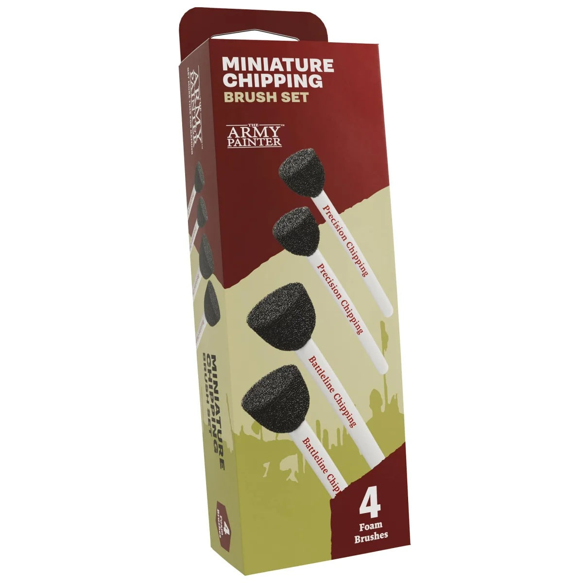 The Army Painter Miniature Chipping Brush Set 2025 mit vier Spezialpinseln für Verwitterungs- und Chipping-Effekte auf Tabletop-Miniaturen