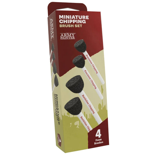 The Army Painter Miniature Chipping Brush Set 2025 mit vier Spezialpinseln für Verwitterungs- und Chipping-Effekte auf Tabletop-Miniaturen