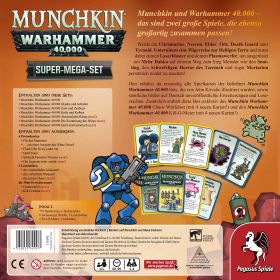 Munchkin Warhammer 40K Super Mega Set Deutsch Verpackungsrückseite mit Spielinformationen