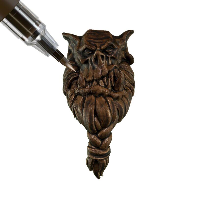 Speedpaint Marker Dark Wood von The Army Painter in dunklem Braunton, ideal zum Bemalen von Holz und Leder auf Miniaturen. Beispiel