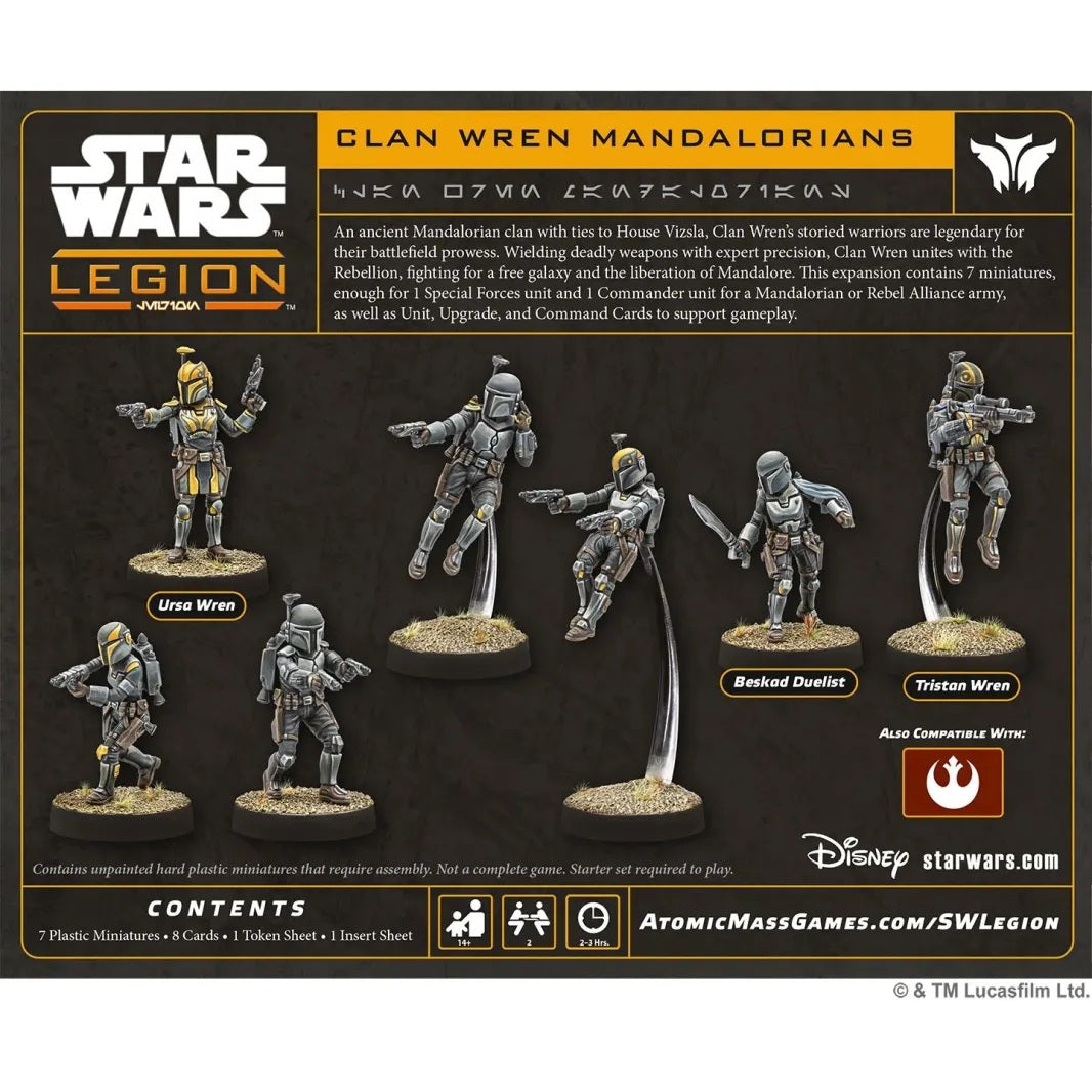 Star Wars Legion Clan Wren Mandalorians Erweiterung mit 7 Miniaturen für Mandalorianer- und Rebellenarmeen Rückseite