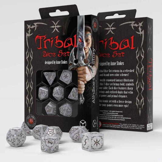 Tribal Dice Set Pearl & Brown mit 7 RPG Würfeln von Q-Workshop