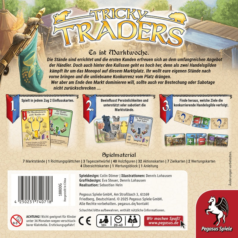 Tricky Traders Brettspiel von Pegasus Spiele Rückseite