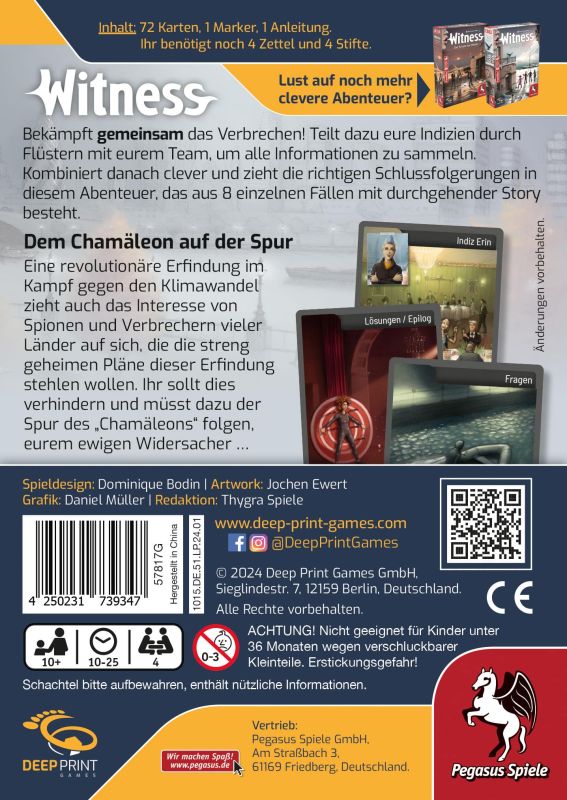Witness Dem Chamäleon auf der Spur von Deep Print Games Rückseite