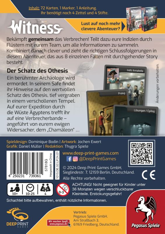 Witness Der Schatz des Othesis von Deep Print Games Rückseite