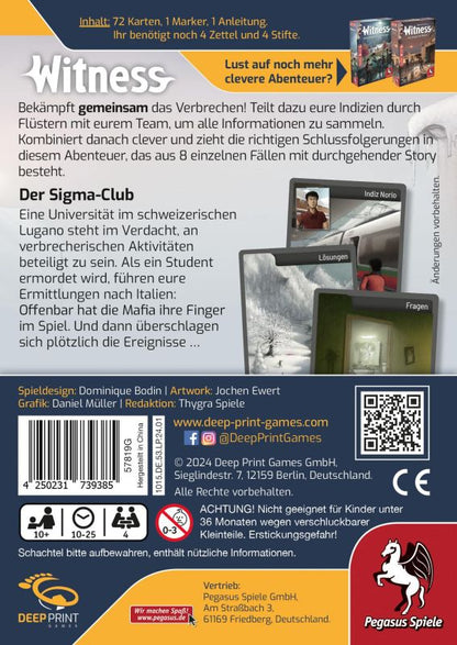 Witness Der Sigma-Club von Deep Print Games Rückseite