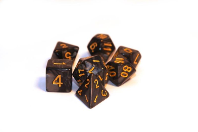Würfelset Pearl Black Gold mit 7 RPG Würfeln von dice4friends
