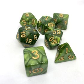 Würfelset Pearl Mossgreen Gold mit 7 RPG Würfeln von dice4friends