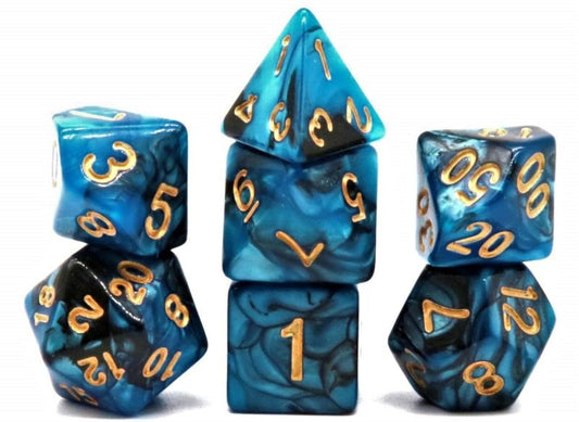 Würfelset Racing Blueberry Black mit 7 RPG Würfeln von dice4friends