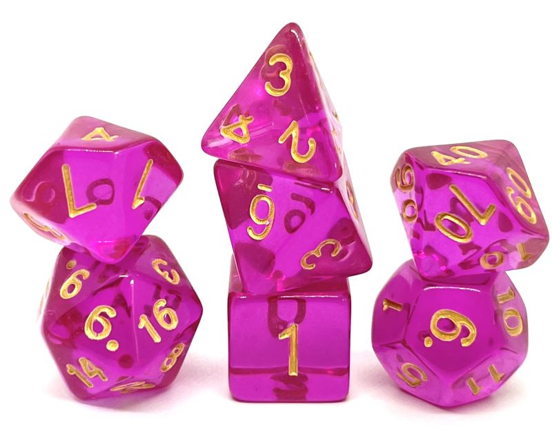 Würfelset Transparent Bollywood mit 7 RPG Würfeln von dice4friends