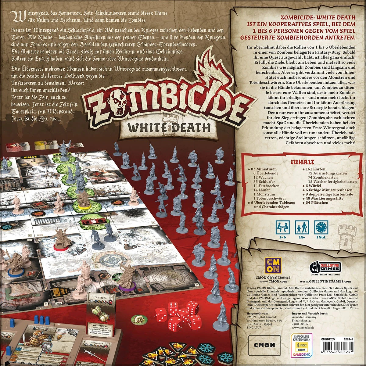 Zombicide White Death kooperativer Dungeon Crawler von CMON Rückseite