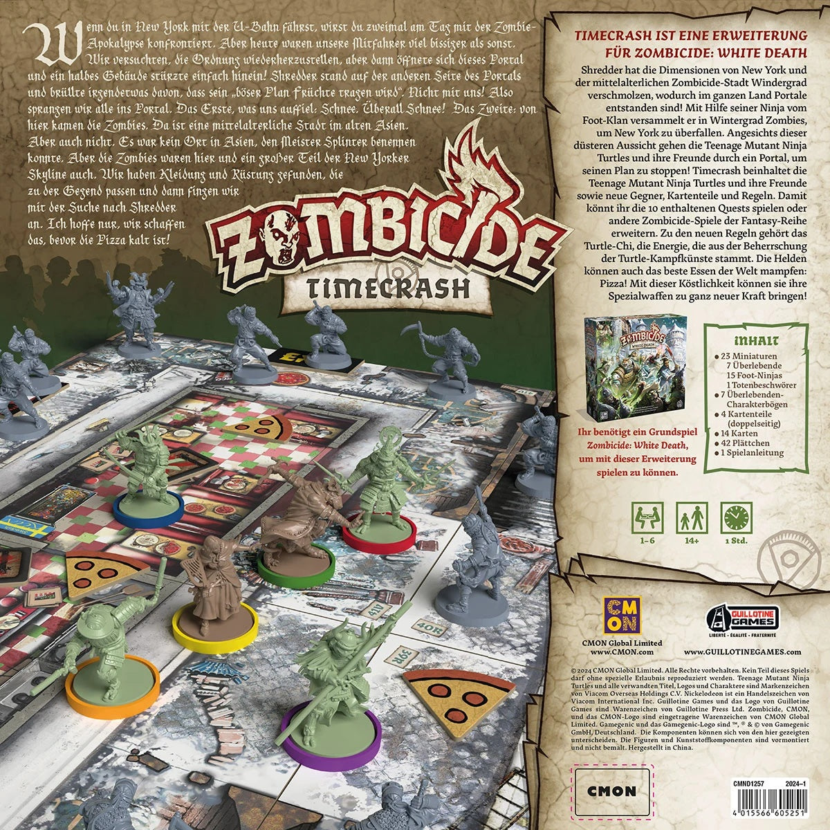 Zombicide White Death TMNT Timecrash Erweiterung mit Teenage Mutant Ninja Turtles Rückseite