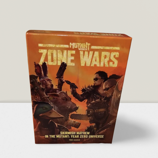 Mutant Year Zero Zone Wars Brettspiel englische Version Frontansicht der Spielbox